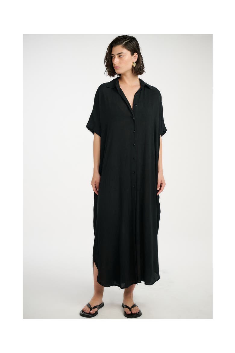 Resort Maxi Shirt Dress Cover-Up, Alternate, color, Black