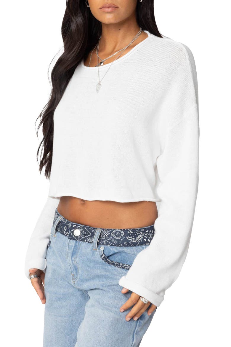Shyrah Oversize Knit Crop Top, Alternate, color, WHITE