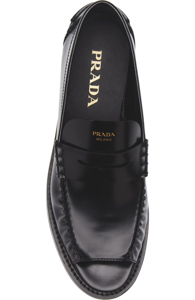 Prada Peep Toe Loafer, Alternate, color, Nero