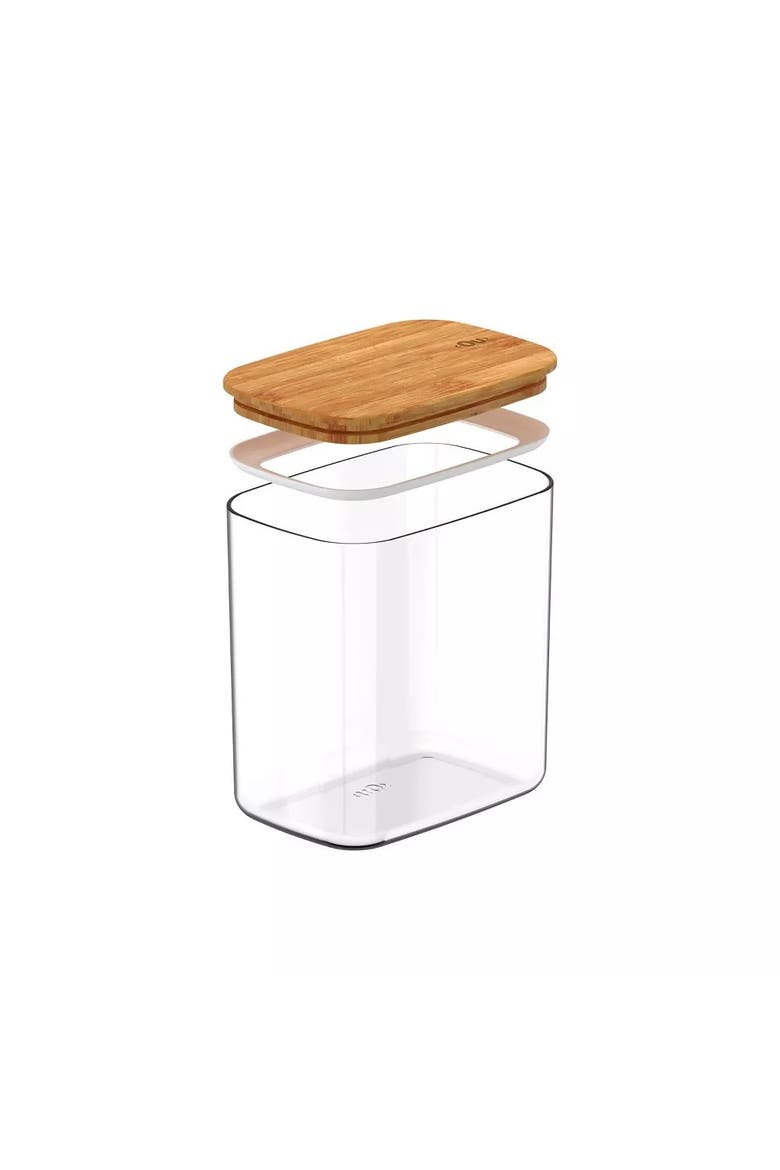 Clear Stackable Airtight Food Storage Container with Wood Lid, Alternate, color, Clear