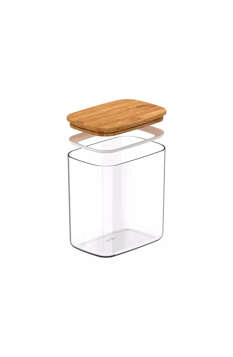 OU Clear Stackable Airtight Food Storage Container with Wood Lid, Alternate, color,
