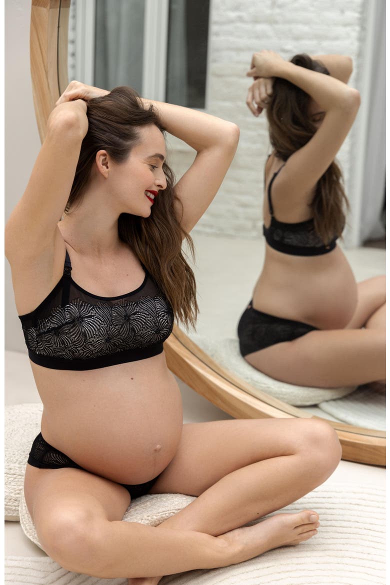 Dahlia maternity shorts, Alternate, color, BLACK