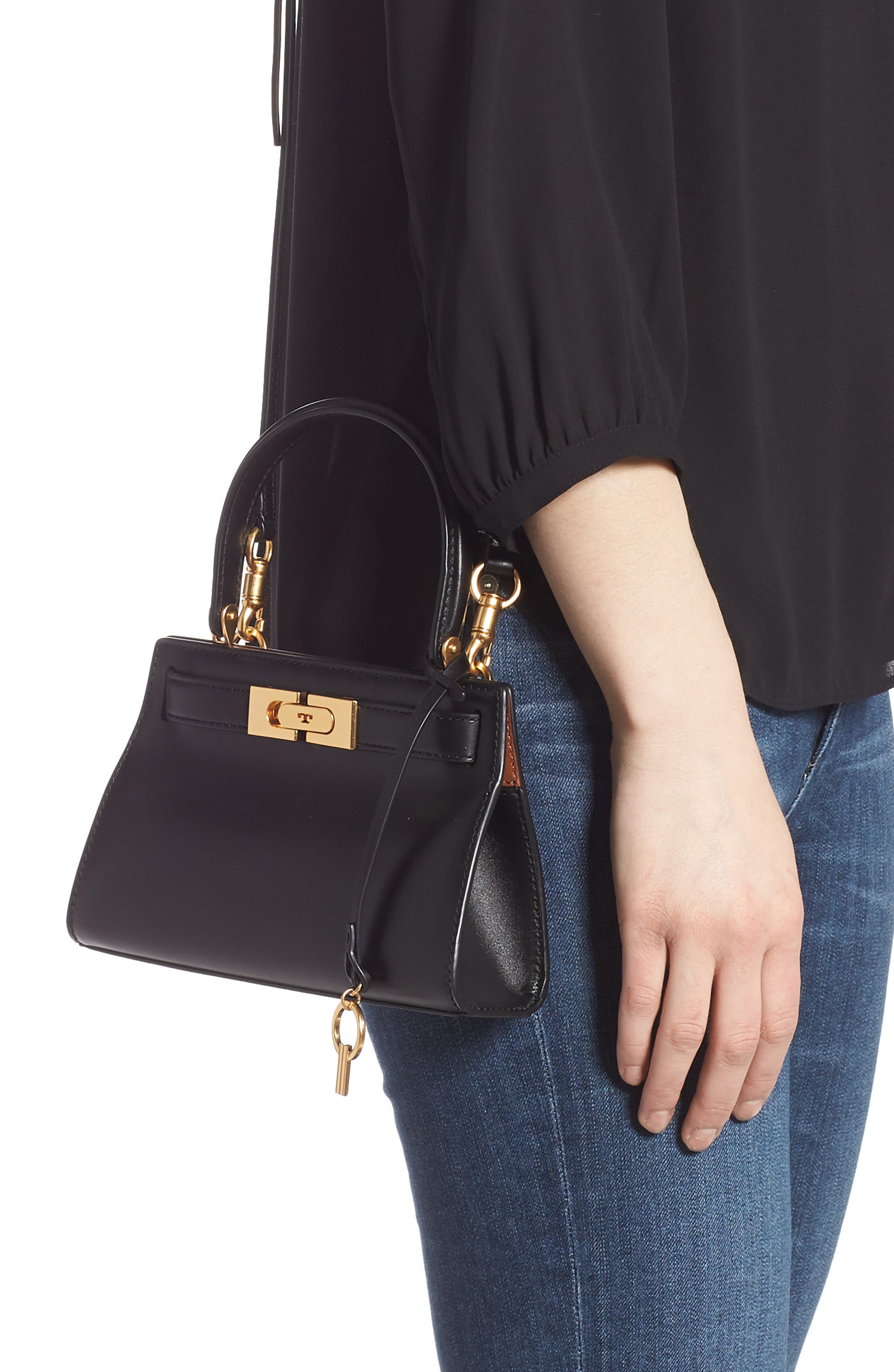 Tory Burch Mini Lee Radziwill Leather Bag, Alternate, color, 