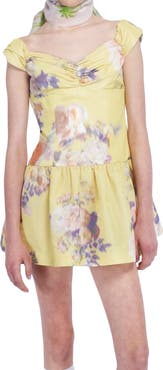 Anna Sui Cabbage Rose Taffeta Sweetheart Dress