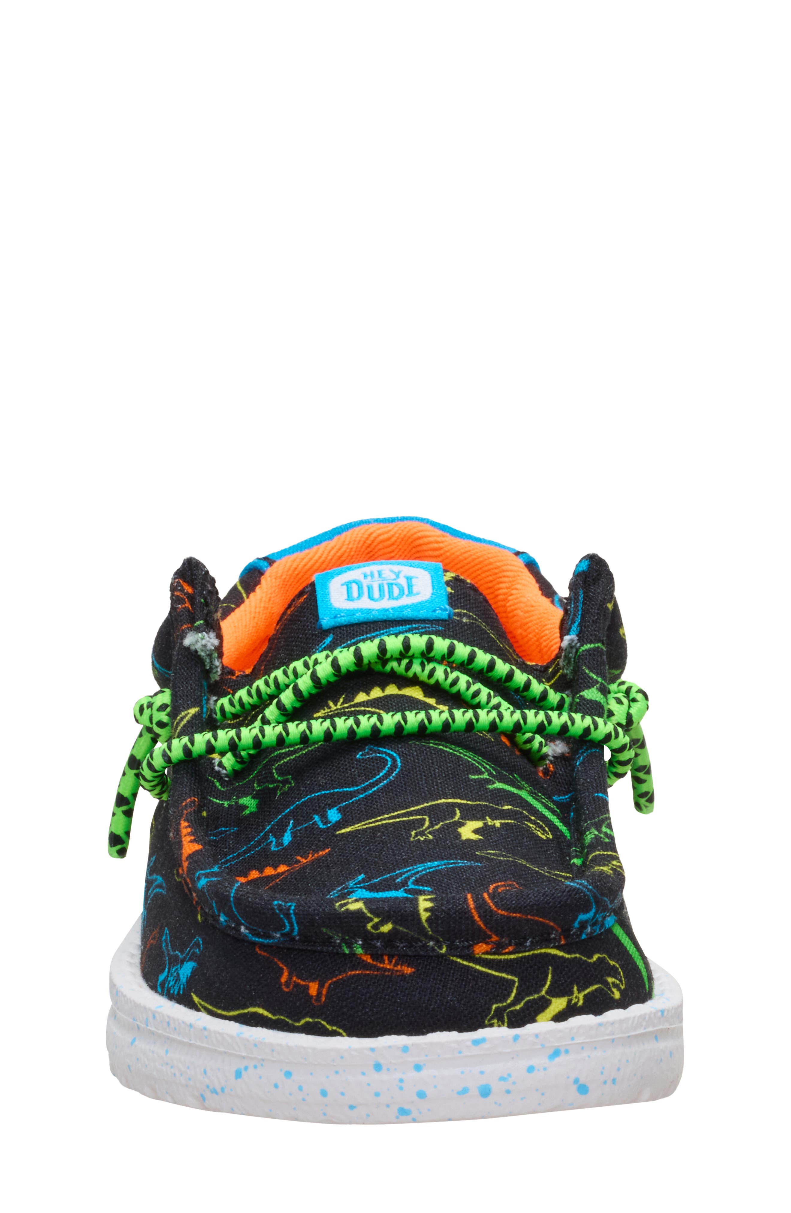 Hey Dude Kids' Wally Dinoworld Slip-On, Alternate, color, Black/ Neon Multi
