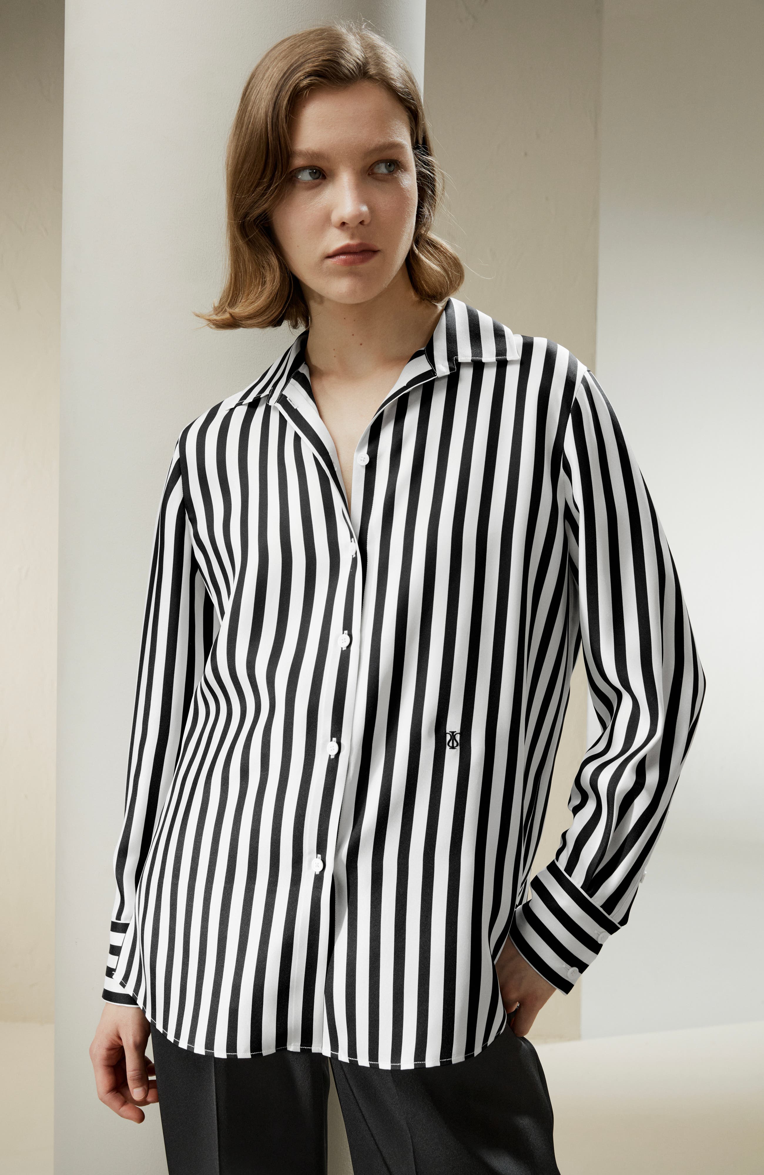Women's Classic Striped Silk Shirt (Women) | Nordstrom