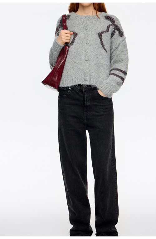 Bimba Y Lola Light Gray Tinsel Balloon Cardigan In Gray