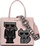 KARL LAGERFELD PARIS Maybelle Standing Karl and Choupette Satchel with Stones