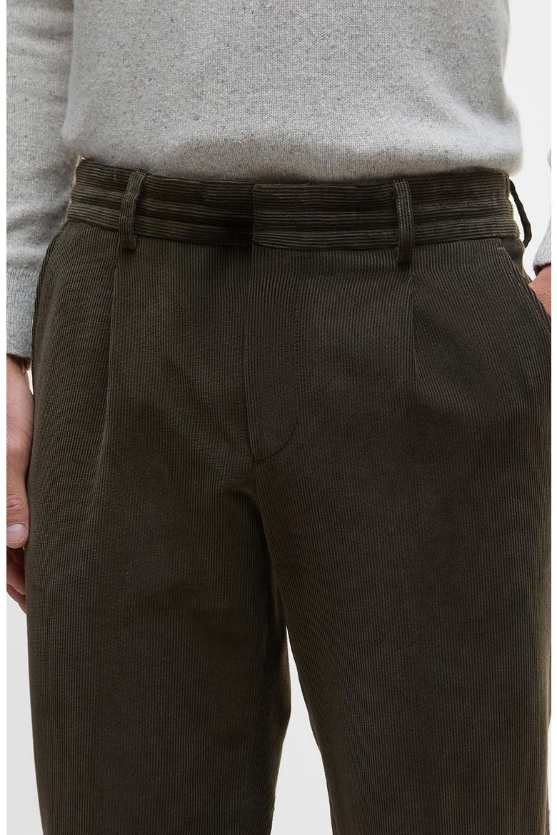 Wallington Pleated Stretch Corduroy Suit Pants, Alternate, color, OLIVE