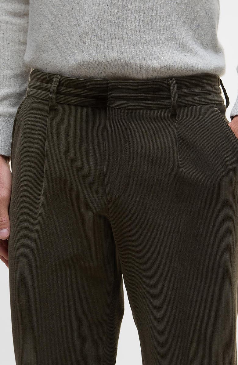 Barbour Wallington Pleated Stretch Corduroy Suit Pants, Alternate, color, Olive