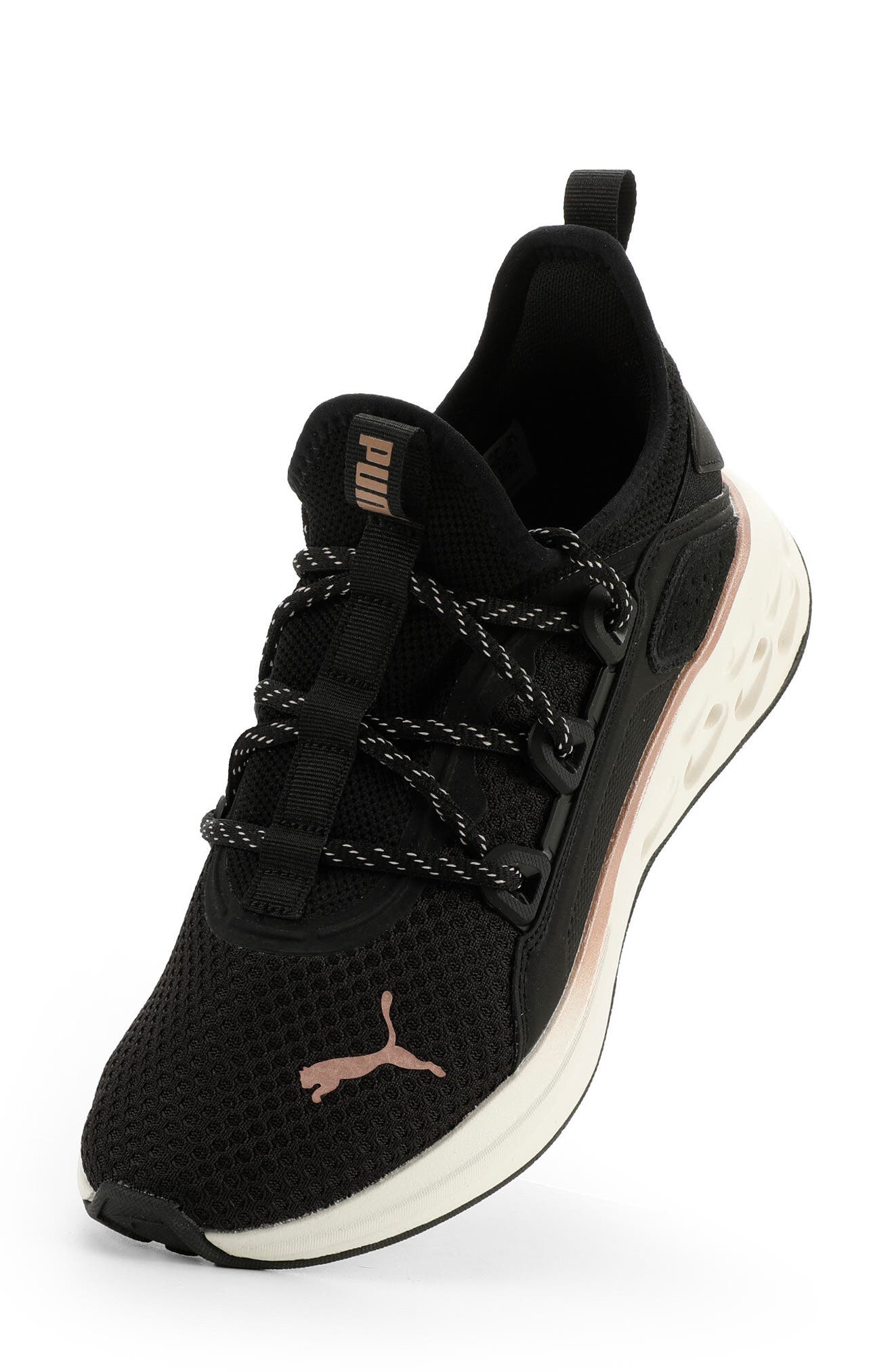 PUMA Softride Frequence Sneaker, Alternate, color, Puma Black-Rose Gold