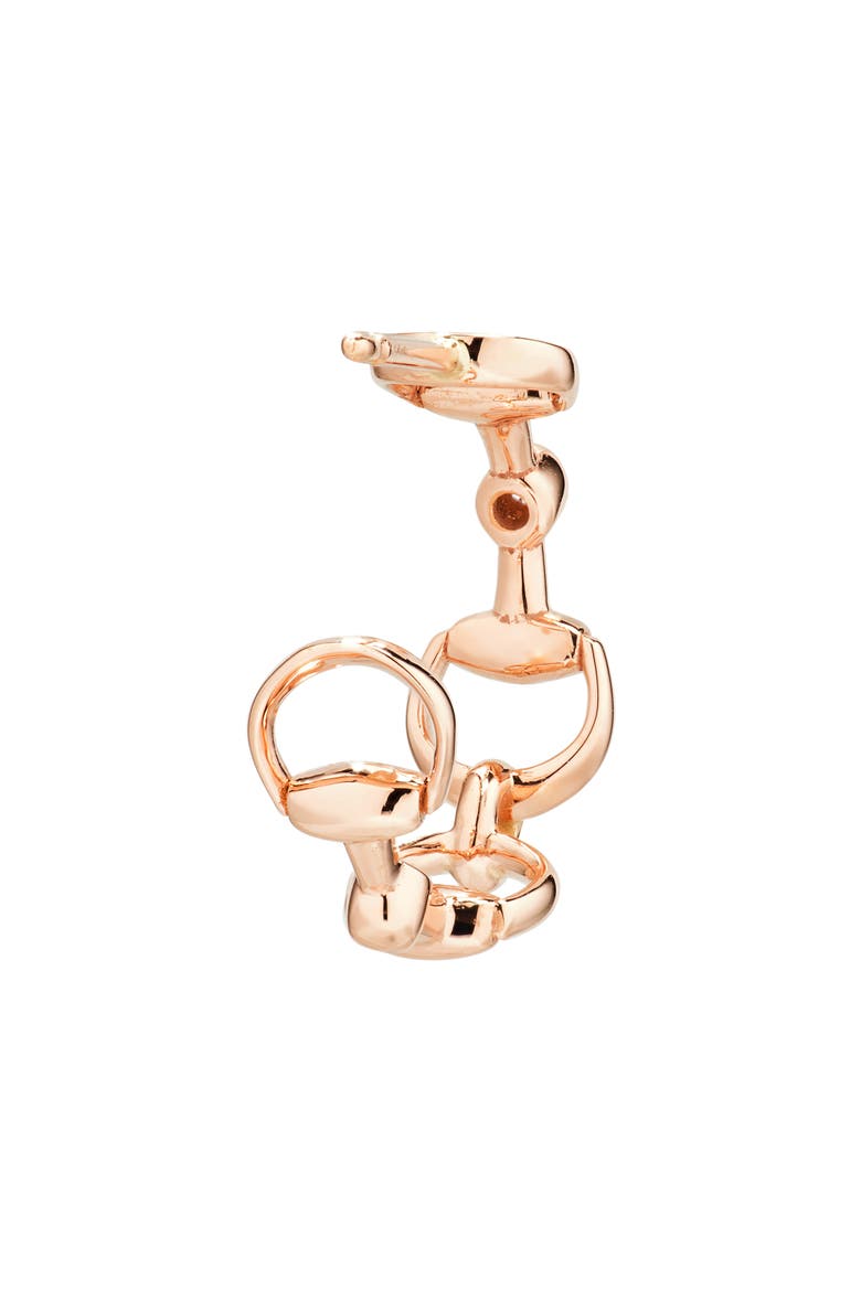 Horsebit Diamond Hoop Earrings, Alternate, color, ROSE GOLD