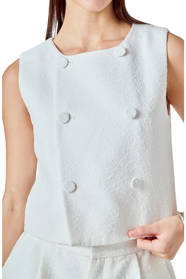 Double Breasted Crop Top, Alternate, color, WHITE