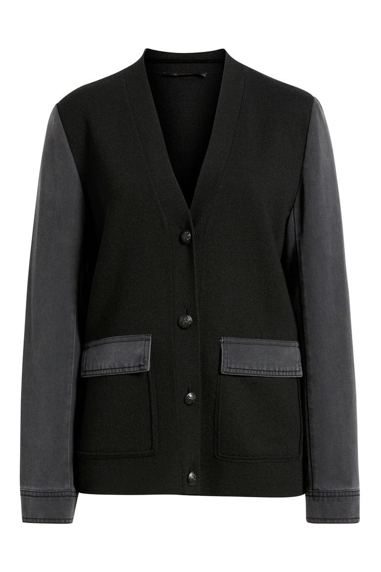 Naomi Mixed Media Cardigan, Alternate, color, BLACK