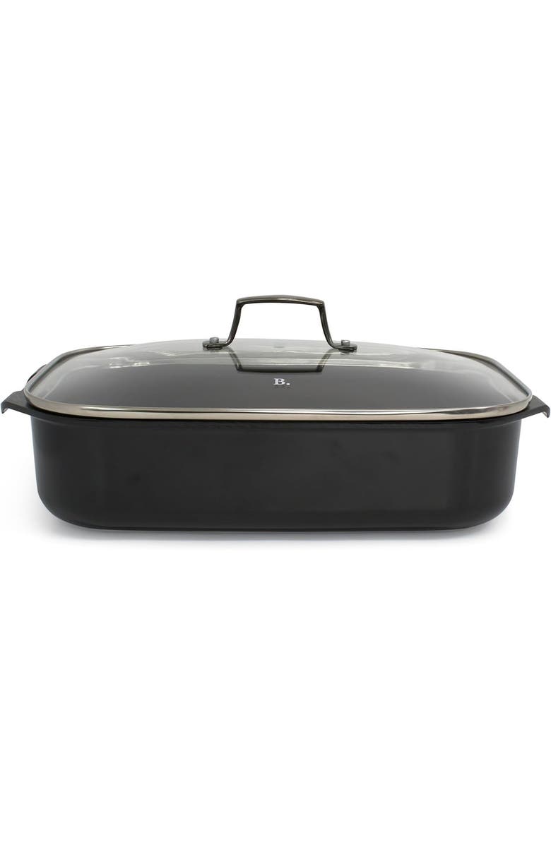 Blu. Roasting Pan with Lid and Roasting Rack, Alternate, color, Black