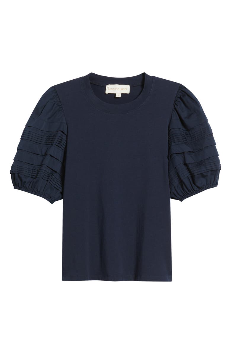 LOVE THE LABEL Dylan Puff Sleeve Cotton T-Shirt, Alternate, color, Pagent Blue