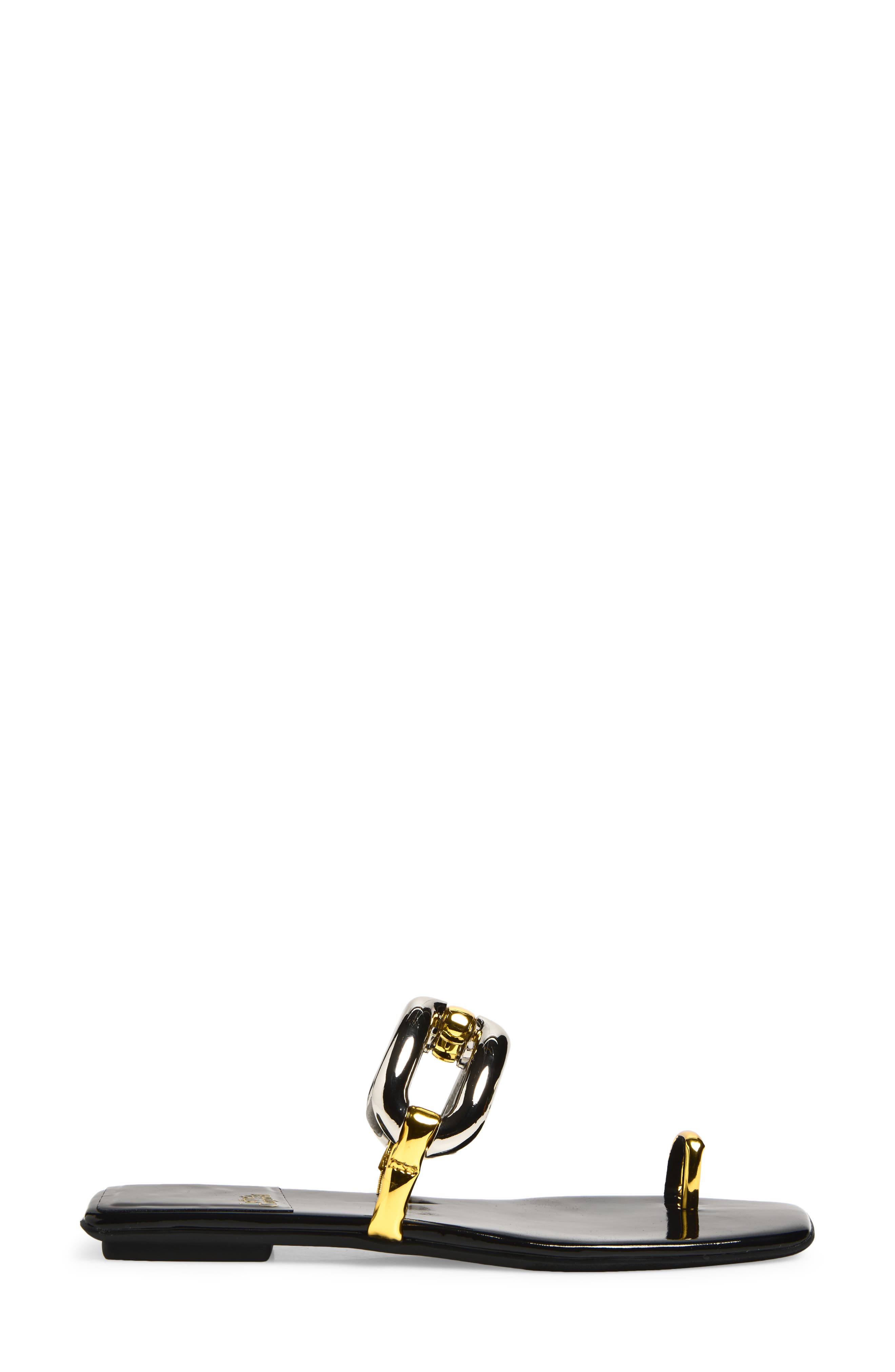 Jeffrey Campbell Guilded-2 Toe Loop Sandal, Alternate, color, Black Patent Combo