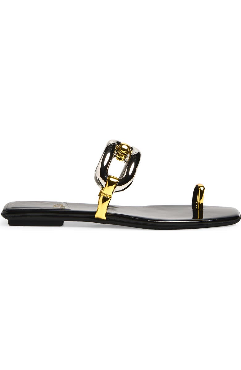 Jeffrey Campbell Guilded-2 Toe Loop Sandal, Alternate, color, Black Patent Combo