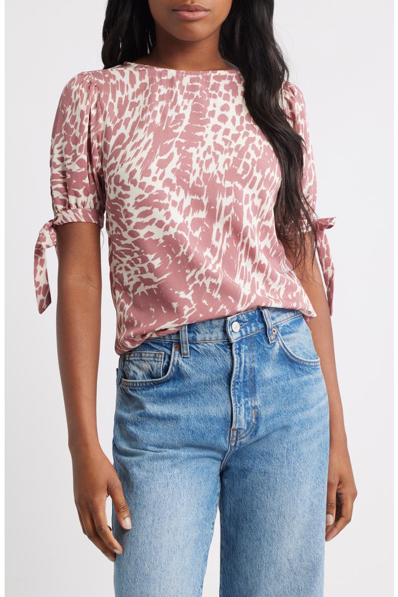 Tie Sleeve Top, Main, color, PINK