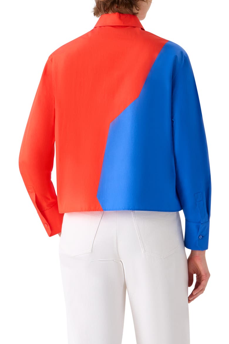 High Plains Colorblock Crop Cotton Poplin Button-Up Shirt, Alternate, color, VERMILLION-LAPIS BLUE
