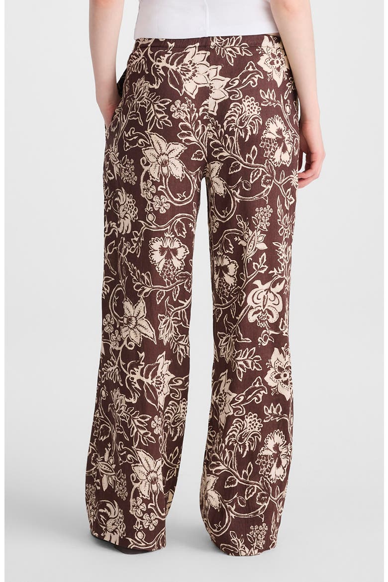 Linen Blend Pull-On Pants, Alternate, color, DARK BROWN