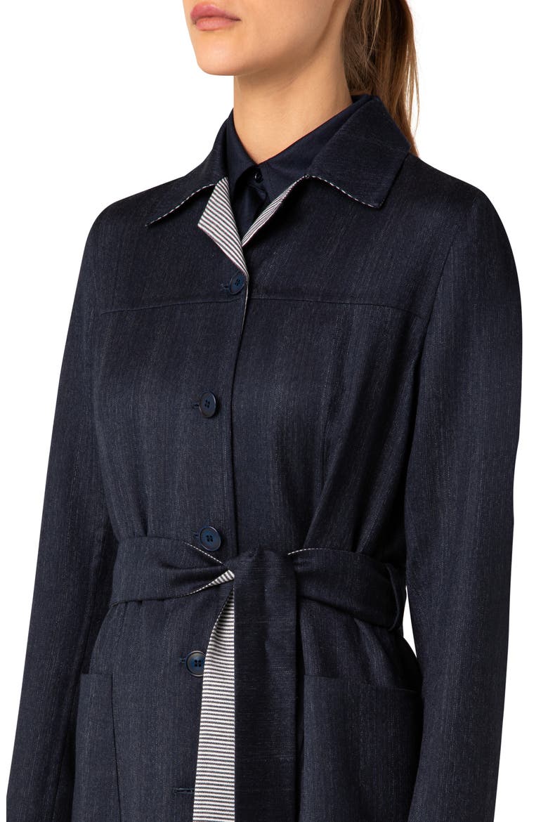 Indira Reversible Double Face Belted Wool Coat, Alternate, color, 717 NAVY