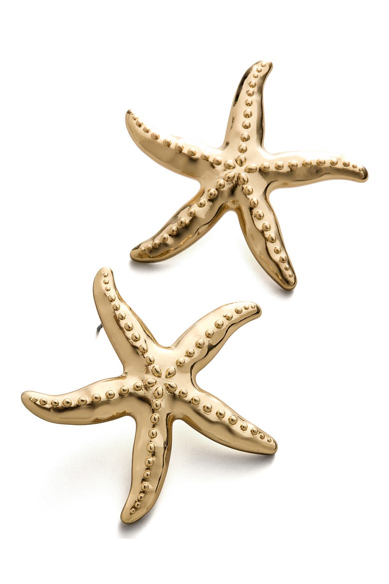 Swept Up Starfish Earrings, Main, color, GOLD