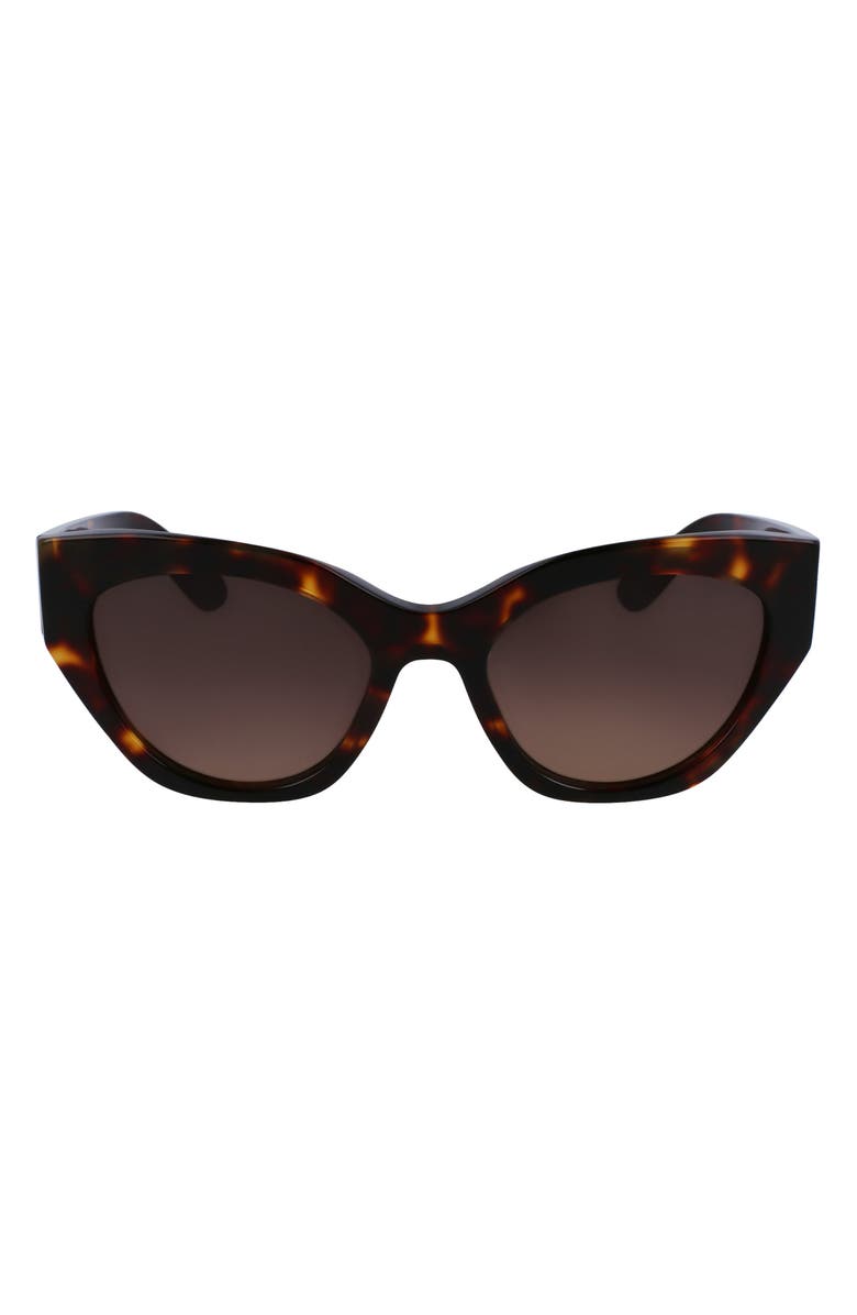 FERRAGAMO Classic Logo Tea Cup 55mm Cat Eye Sunglasses, Main, color, Dark Tortoise