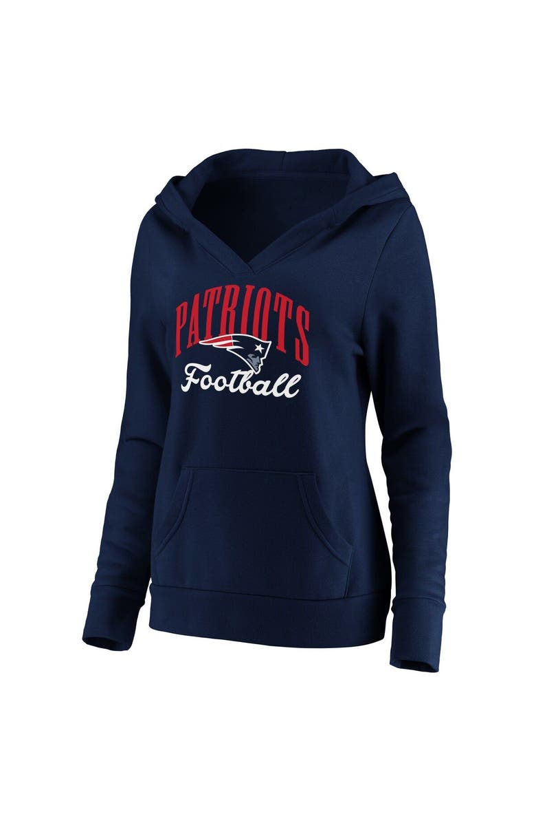 FANATICS Women's Fanatics Branded Navy New England Patriots Team Victory Script Crossover Pullover Hoodie, Alternate, color, 