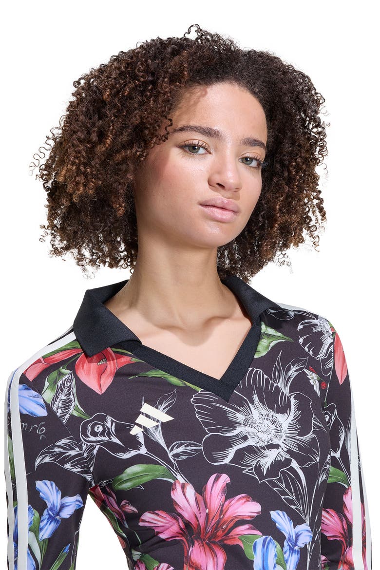 x FARM Rio Floral Long Sleeve Bodysuit, Alternate, color, BLACK/ CREAM WHITE/ MULTICOLOR
