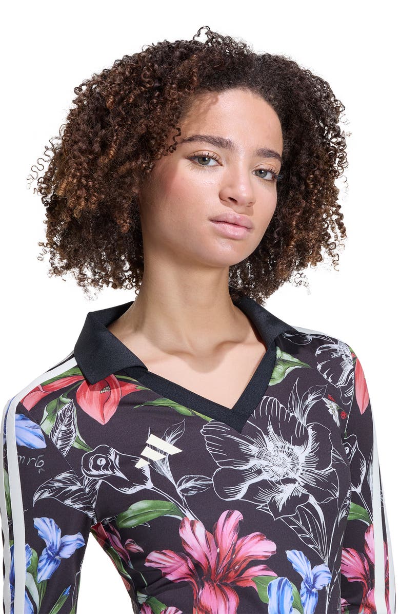 adidas x FARM Rio Floral Long Sleeve Bodysuit, Alternate, color, Black/ Cream White/ Multicolor
