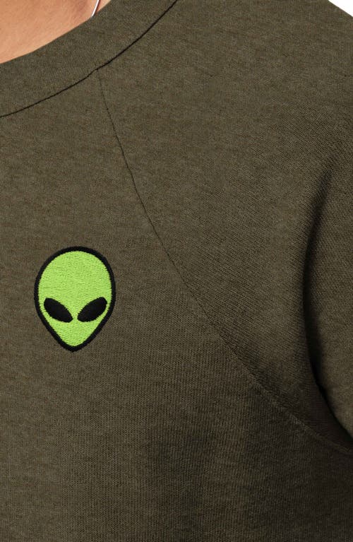 Dalix Alien Fleece Sweatshirt In Heather Olive
