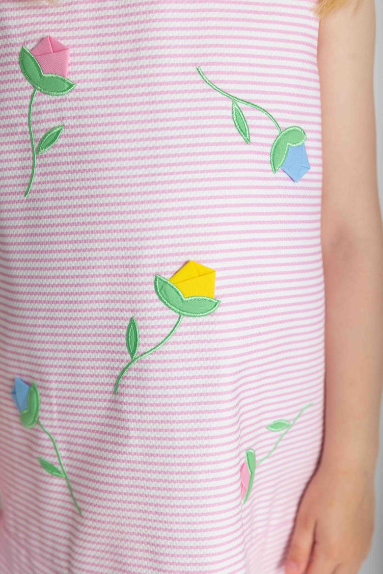 Stripe Pique Dress With Tulips, Alternate, color, Pink/White