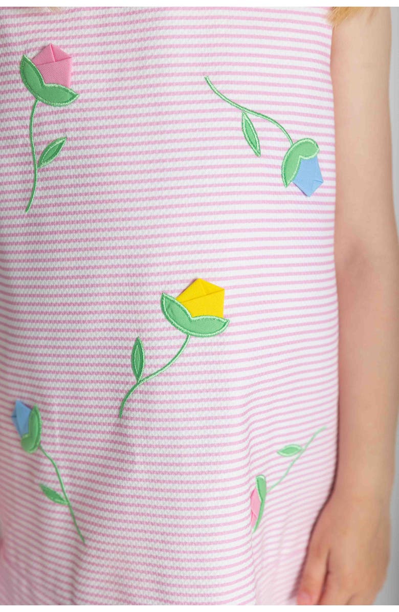 Florence Eiseman Stripe Pique Dress With Tulips, Alternate, color, Pink/White