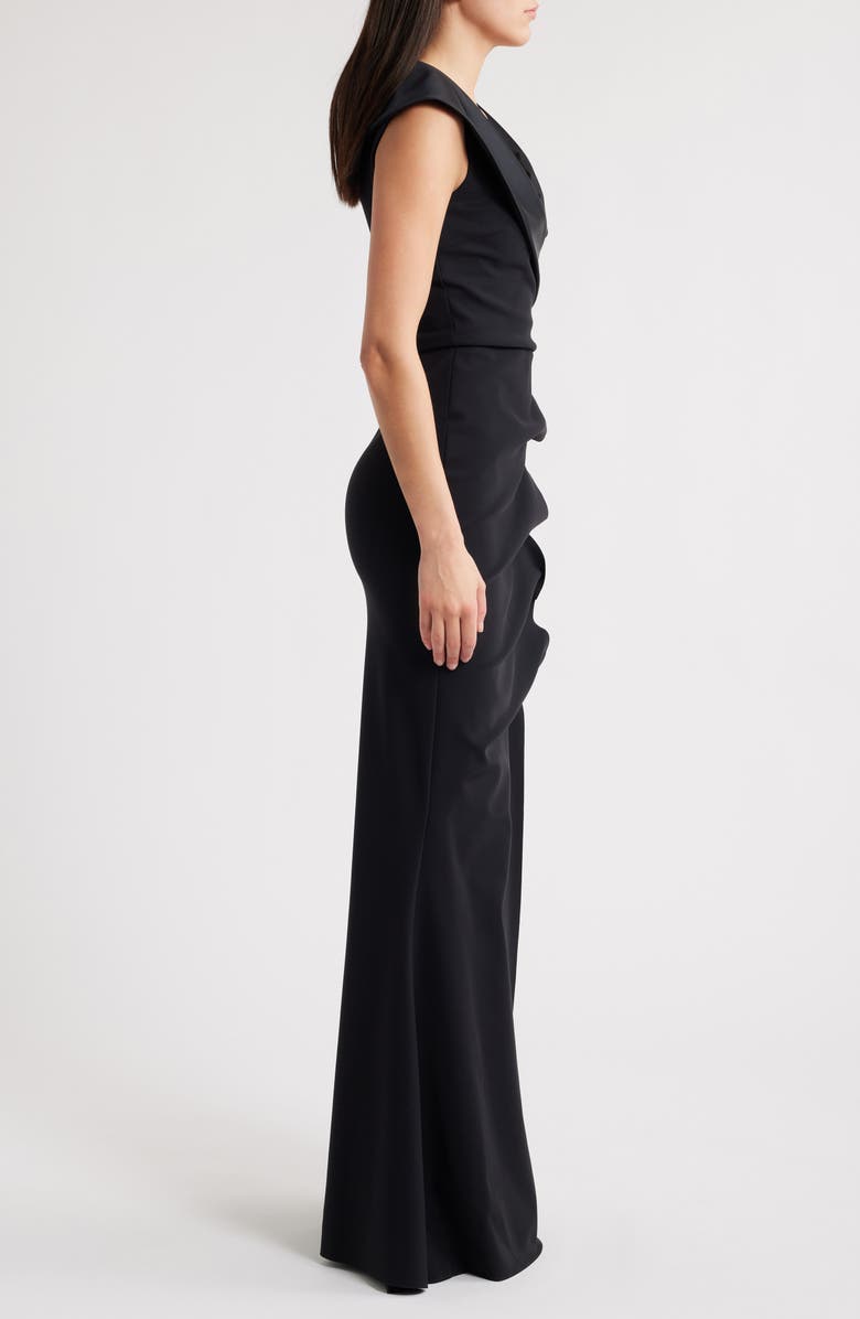 Chiara Boni La Petite Robe Fiy Satin Trim Mermaid Gown, Alternate, color, Nero