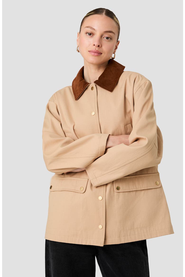 Barn Jacket with Corduroy Collar, Alternate, color, COCOA BROWN