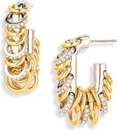 Rabanne Small Punk XL Link Pierced Mixed Metal Open Oval Hoop Earrings