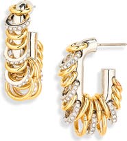 Rabanne Small Punk XL Link Pierced Mixed Metal Open Oval Hoop Earrings