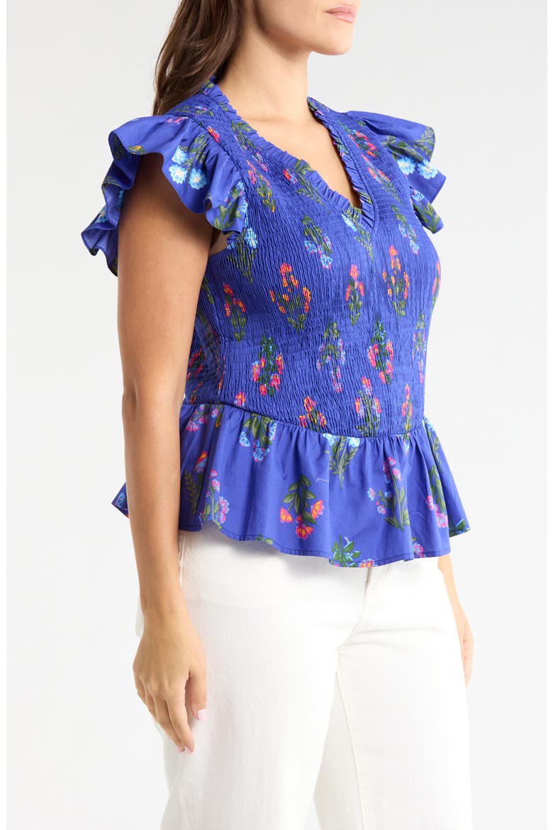 Clemen Floral Print Top, Alternate, color, NAVY