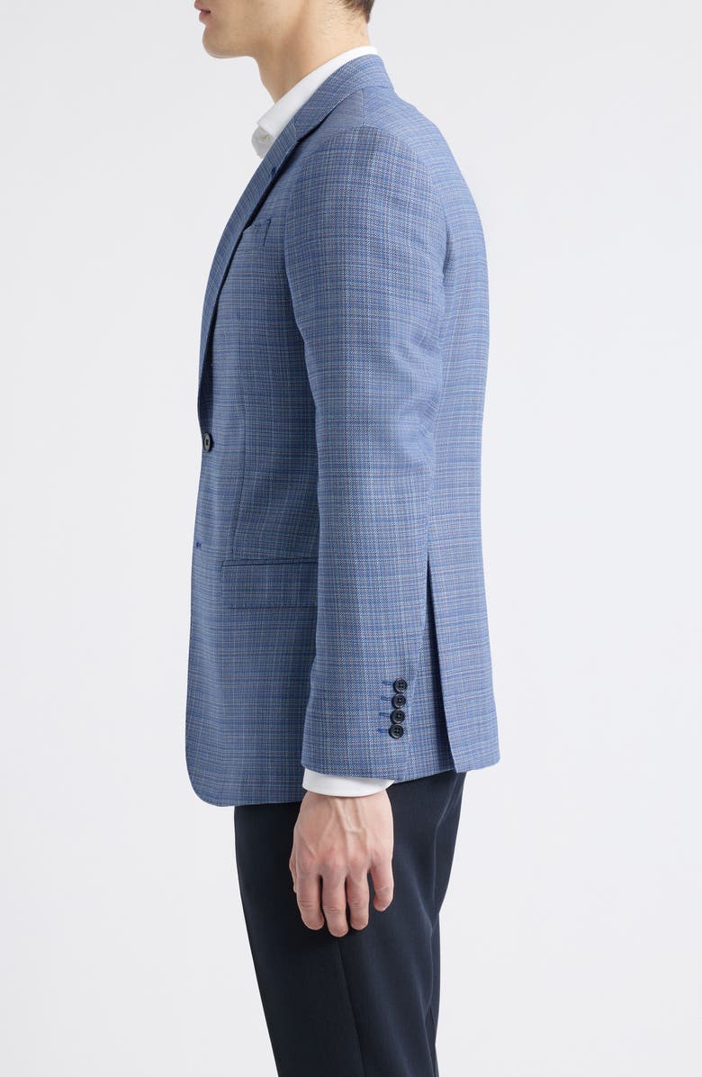 Emporio Armani Blue Microcheck Wool Sport Coat, Alternate, color, Solid Medium Blue