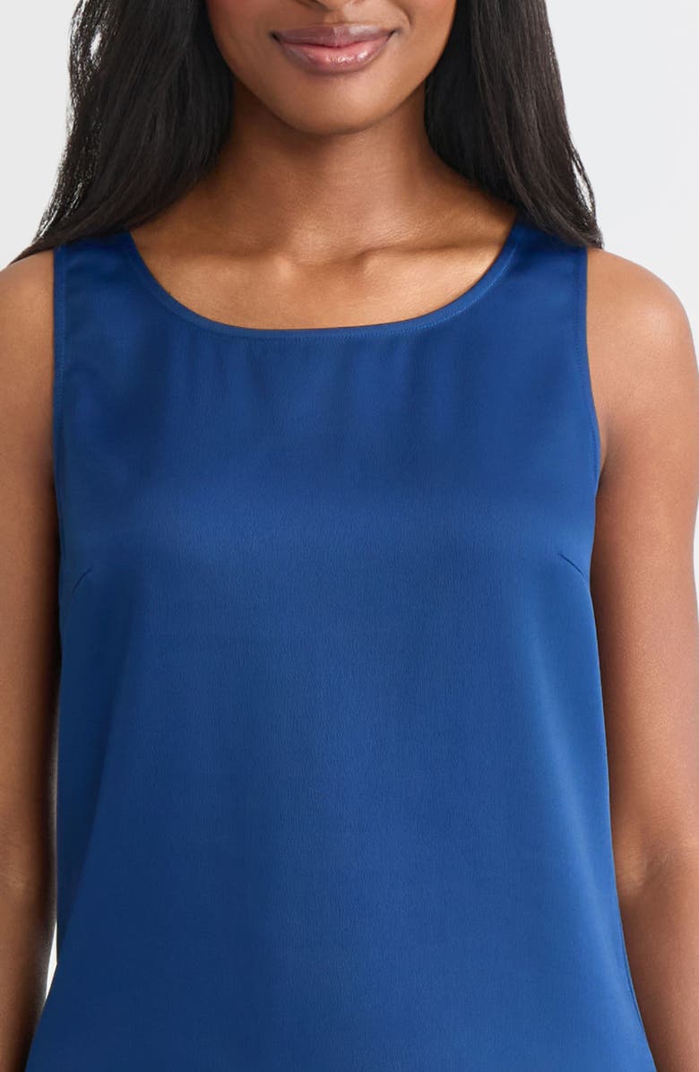 Misook Classic Crêpe de Chine Tank, Alternate, color, Lazuli Blue