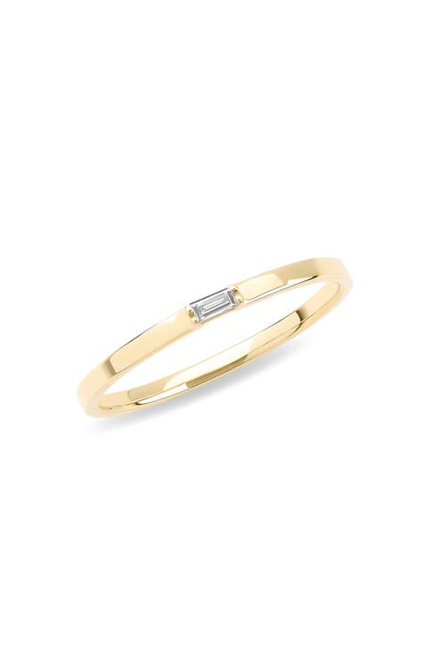 14K Gold Solo Baguette Diamond Ring