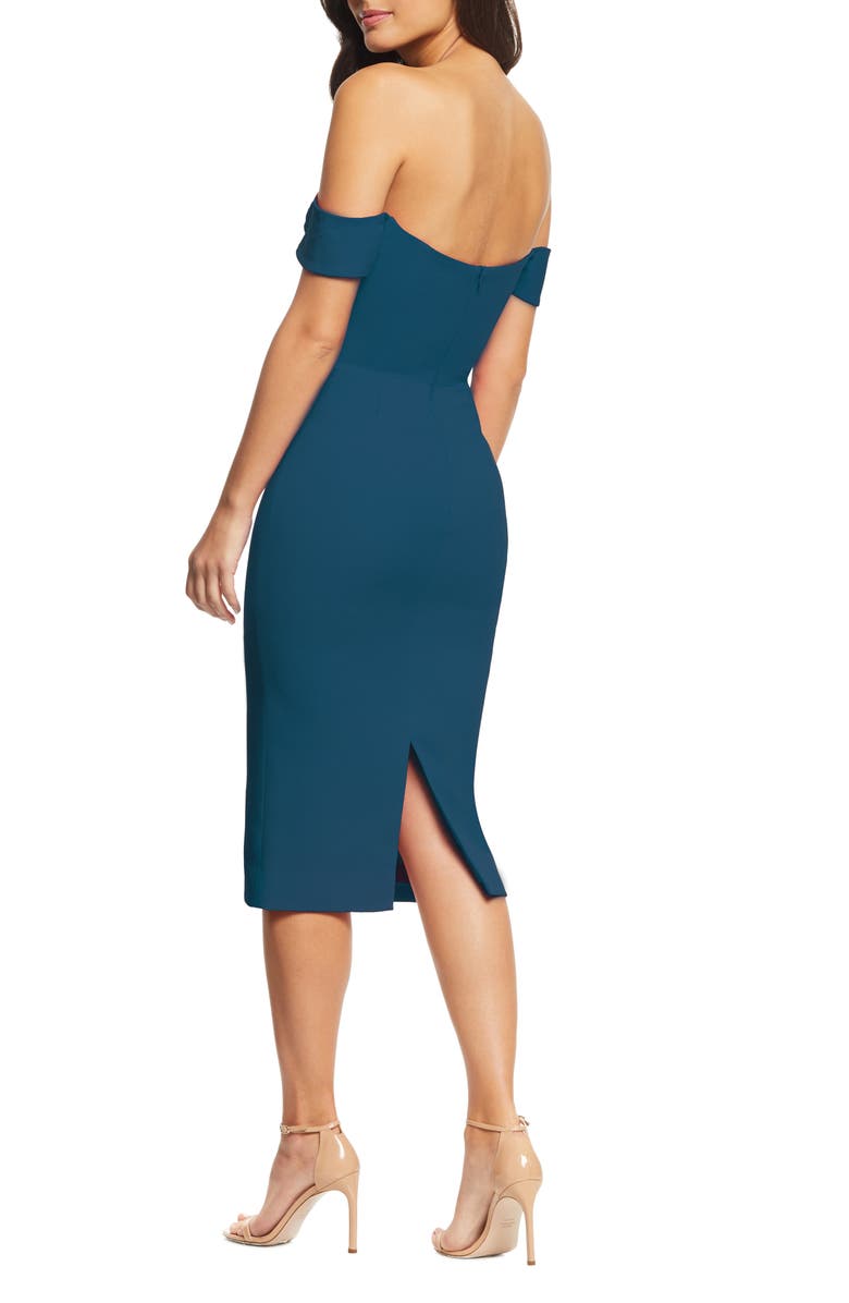 Dress the Population Bailey Off the Shoulder Body-Con Dress, Alternate, color, Peacock Blue