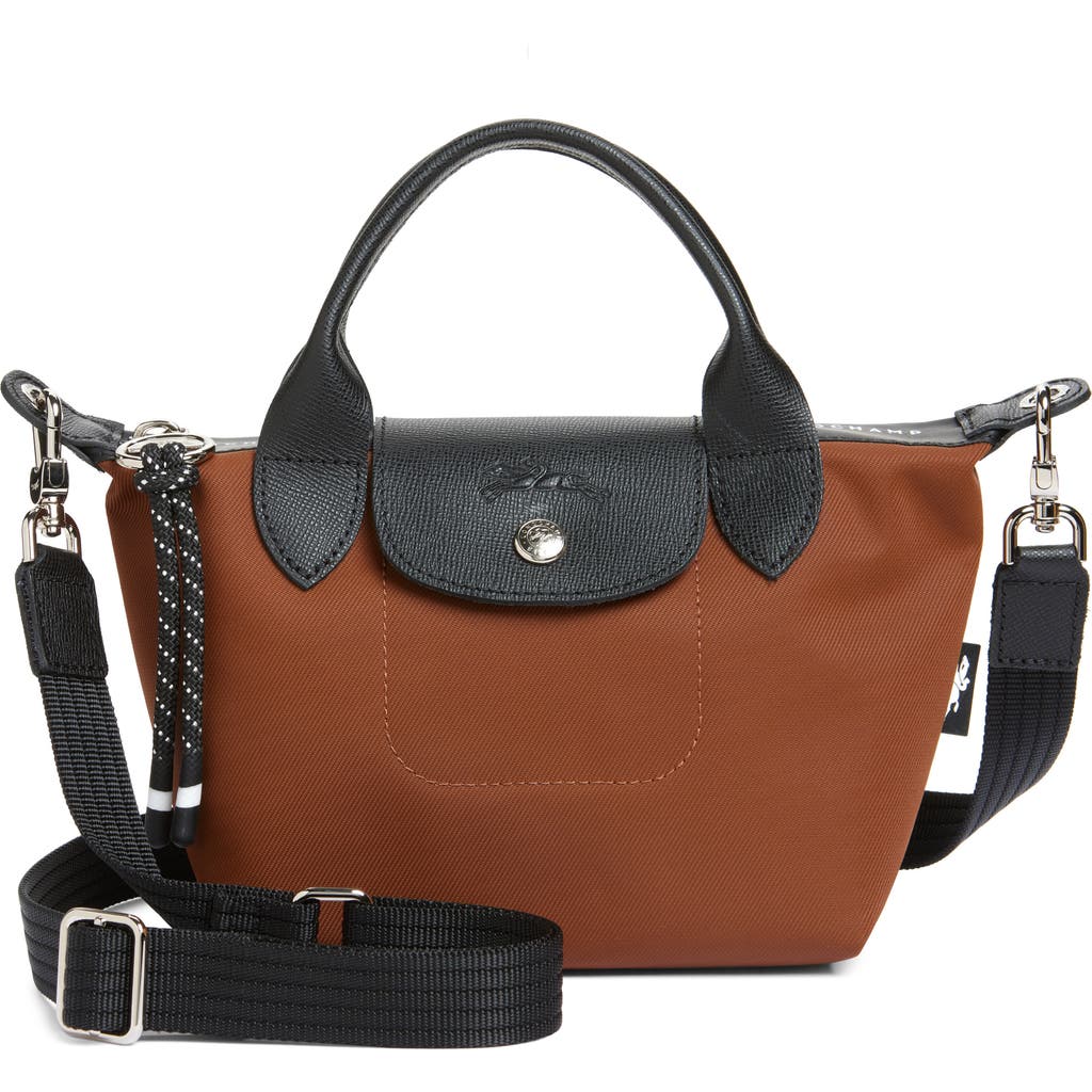 Longchamp Extra Small Le Pliage Energy Recycled Canvas Top Handle Bag In Brown