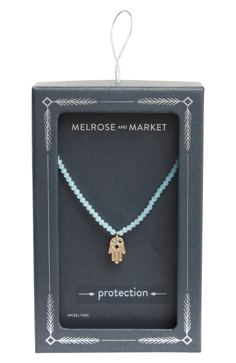 Melrose and Market Hamsa Medallion Beaded CZ Necklace, Main, color, 