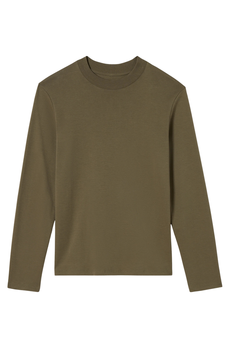 Raquel Organic Pima Cotton Long-Sleeve Tee, Alternate, color, Caraway