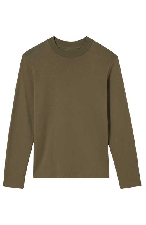 M.m.lafleur Raquel Organic Pima Cotton Long-sleeve Tee In Brown
