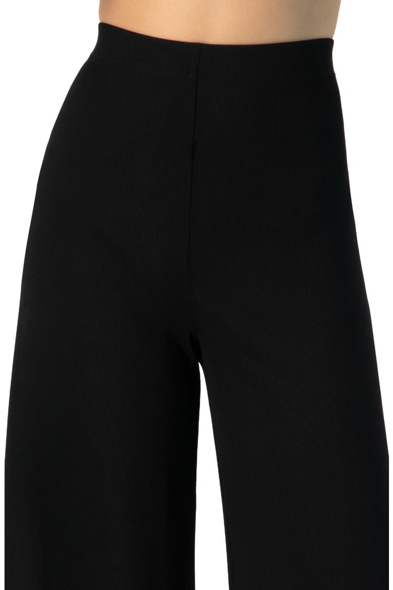 Ribbed Wide-Leg Culotte Pants, Alternate, color, Black