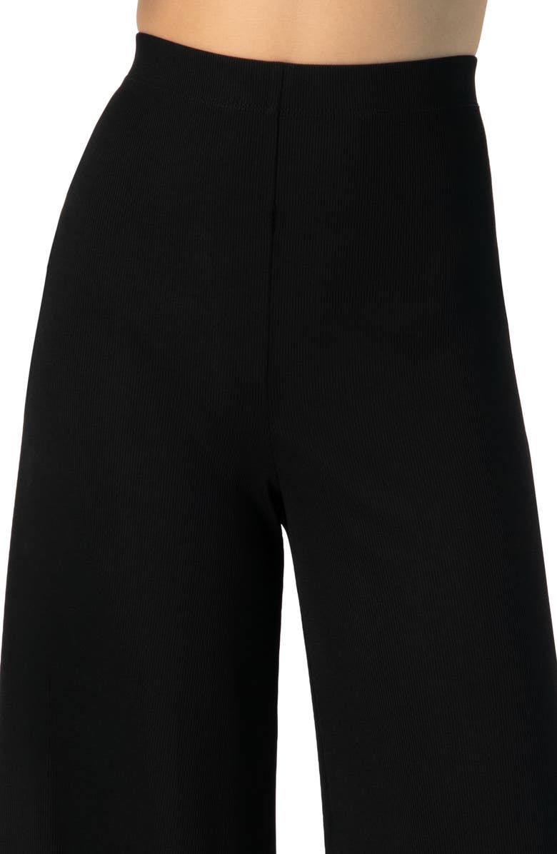 IVONNE Ribbed Wide-Leg Culotte Pants, Alternate, color, Black