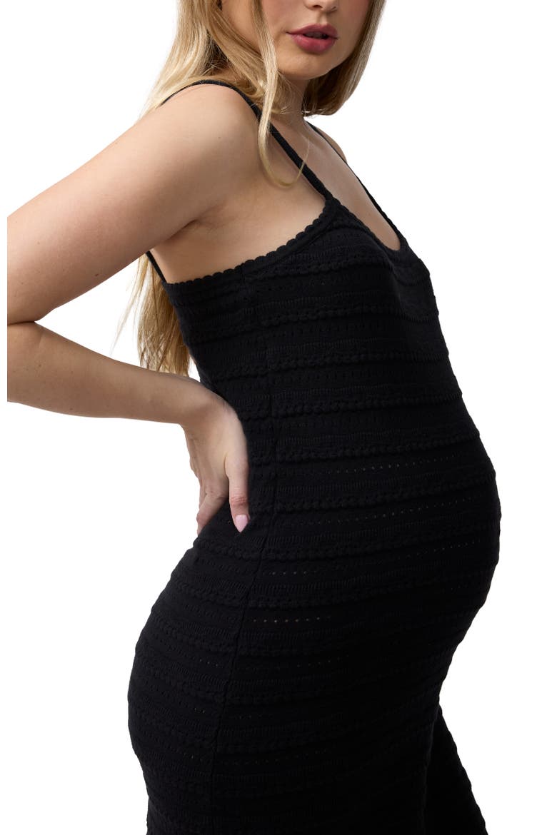 Pointelle Knit Maternity Midi Slip Dress, Alternate, color, Black